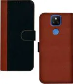 Hupshy Lenovo K12 Black And Brown Leather Back Cover (Pack Of 1)