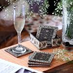 DULI Set of 6 Enamel Coated MDF Coasters 10x10cm (BlueMoroccan)