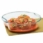 Borosil Borosilicate Glass Round Baking Dish Container, 2500 ML