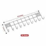 Kitchen Expert Stainless Steel Cloth Hanger for Wall, Door Mounted Hook Rail, Wall Hook, Towel Hooks, Bathroom Hanger, Kitchen Tools Hanging, (Hooks, 10 Hooks, Hooks Rail)