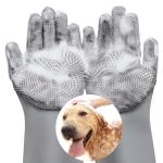 SHIVAAY VavoPaw Magic Pet Grooming Gloves, Food Grade Silicone Pet Grooming Hair Removal Gloves Heat Resistant Dogs Cats Bathing Shampoo Gloves - Gray
