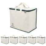 BLACKBOXES Canvas Reinforced Cotton Handles with Multipurpose Clothes Storage Organizer For Grocery vegetable shopping and Covers Zip Bags