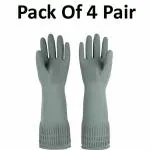 NEW INDIA FIRE TECH Cleaning Wrinkle Glove for Home cleaning Utensils cleaning Bathroom cleaning Gardening, Grey pack of 4 pair