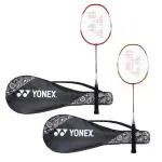 Yonex Red, Orange) Aluminum Zr 100 Light Badminton Racquet With Full Cover (Pack Of 2)