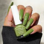 Indie Nails Groovy Olive Vegan Quick Dry Long Lasting Gloss Finish Toxin 12 Free Formula Nail Lacquer, Olive Green Nail Polish, Green Nail Enamel 5ml