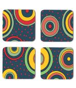 Whats Your Kick Vector Design Blue Design Printed Set of 4 Coaster With Metal Stand