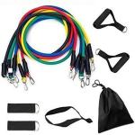 ShopiMoz Complete Resistance Bands Set - Includes 5 Exercise Tubes, 1 Door Anchor, 1 Pair Ankle Straps, 1 Pair Handles & 1 Bag with Workout Chart (Multicolor)
