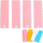 Rabbonix Pink Plastic Tall Cake Scraper Cutter Tool for Icing and Decoration Pack of 4