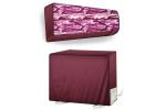 The Furnishing Tree Maroon No75 PVC Camouflage Indoor And Outdoor AC Cover Set For 1.5 Ton Daikin FTKN50 25.4 X 92.7 Cm (Pack Of 2)
