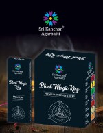 Sri Kanchan Agarbatti Black Magic King Incense Sticks|| 100% Herbal - Natural Fragrance Agarbatti - for Daily Puja, Rituals||Black Diamond Fragrance for Divine ambience, Long Lasting (15 Sticks) (Pack of 12)With Free Bag