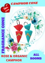 Shreeji Puree Camphor Air Freshener Organic &natural + Rose Camphor Cone 2 ( Pack of 2 Cone )