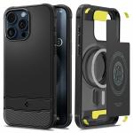 Spigen Rugged Armor Magfit Back Cover Case Compatible with iPhone 15 Pro Max (TPU + Poly Carbonate | Matte Black)