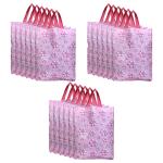 Kuber Industries Gift Bag|Non Woven Shopping Bag With Handle|Flower Pattern Reusable Grocery Stylish Handbag|Large|Pack of 18 (Pink)
