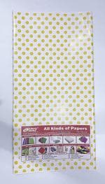 GOLD LEAF White Paper Sheets WIth Gold Polka Dot Gift Wrapping Paper Size 70.5 X 50.5Cm (Pack Of 10)