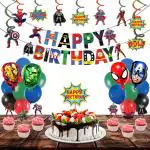 Festiko Superhero Theme Happy birthday Party Decoration Combo (57 Pcs), Superhero Party Decorations for Kids Birthday Decoration