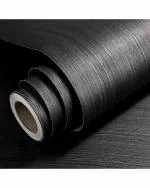 UZANIYA Black Solid Vinyl Self Adhesive Wallpaper (500 x 40 cm)
