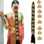 SAJIRI Premium Quality South Indian Look Hair Choti Stylish Hair Extension | Beautiful Jewellery Work Clip Choti For Women and Girls | Synthetic Black Choti Extension (Pack of 1) (Multicolor)