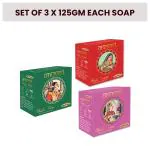 Anuved Shahi Range of Shahi Rose, Shahi Khus & Shahi Sandal Soap for Royal Luxurious Bath Experience 125 GM each (Pack of 3)
