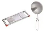 Urban Buy Aluminium Tadka Pan With Stainless Steel Jumbo Slicer Multipurpose Potato/Onion Slicer and Vegetable Slicer and Multicolour, Pack of 2