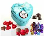 Kinoki Heart Shape Light Blue Box with 15 Semi Circle Chocolate Truffle Valentine Gift Box