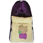 Teeny Weeny Velvet Baby Blanket Wrap with Hood Cap/Baby Carrying & Bedding Sleeping Bag (Purple)