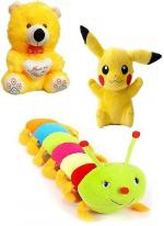 KT KASHISH TOYS Toys soft toy yellow mono, caterpillar with pikachu(25-55cm) - 30 cm (Multicolor)