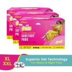 Pinq Polka HOT PINK Ultra-Thin Sanitary Pads for Women |30 Pads (18 XL 280MM + 12 XXL 320MM |For Heavy Flow| Organic Cotton Soft Feel Rash Free |Overnight Leak Protection| Toxic Free |No Wetness