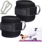 LEOSPORTZ Ankle Strap for Gym Cable Machine (Pair)- Heavy D Ring Padded Ankle Band for Gym Workout | Cuff Attachment Kickbacks Leg Extension Men and Women (Black (Pack of 2 with Snap Hook))