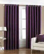 Badoti Purple Polyresin Solid Window Curtain Set Size 5 feet Pack of 2