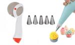 FIRST FRONT Stainless Steel Apex Pizza Cutter With Cake Decorating 6 Pcs Nozzle and (Multicolour, Pack of 2)