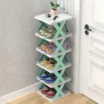BREAZBELL Foldable Shoe Rack | 6 Layer Shoe Organizer for Home, Office Adjustable Shoe stand organizer stackable storage bedroom entryway slots shelf footwear rack-1PC