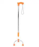 A.K ENTERPRISES Quadripod Height Adjustable Aluminium Walking Stick for Men & Women | Hand Stick with 3 Legs for Walking Support | Ideal for Old, Fractured, Injured & Handicapped People Color Orange