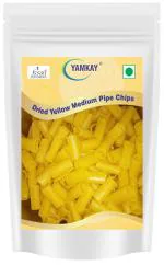 Yamkay Homemade Fryum Snacks Dried Yellow Medium Pipe Chips, 250 gm