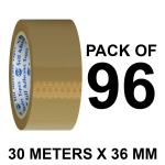 VCR Self Adhesive Brown Packing Cello Tape - 30 Meters in Length - 36mm / 1.5 Inch Width - 96 Rolls Per Pack - BOPP Industrial Packaging Tape for E-Commerce Box Packing, Office and Home use