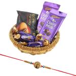 SurpriseForU Handmade Basket With Creamy Chocolate Gift, Peacock Rakhi Gift