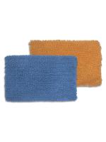 BIANCA yakuza blue/clay Shaggy Floor Rug-2pc Large solid(80 cm x 50 cm)