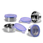 Sumeet Silver Stainless Steel Container With Lid - 350 ml (Pack Of 4)