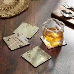 DULI Anti Slip Surface Multicolor Square Engineered Wood Tea Coasters - 4 x 4 inch (set of 4)