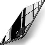 RUPELIK (Glass Back Oppo F19 Pro Black) Luxurious Toughened Glass Back Case with Shockproof TPU Bumper Case Cover for Oppo F19 Pro (Black)
