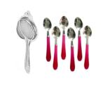FIRST FRONT Stainless Steel Tea Strainer With Stainless Steel Handle Spoon & Multicolour, (Pack of 2) l Kitchen Tools l Essential Kitchen Tools l Tools l Kitchen l Utensils l Stainless Steel Tools l Steel Kitchen Tools l Metal Tools