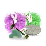 Clensta Fab Skin Ritual Combo for Women | Pumic Stone | Loofah | Jade Roller - Face Massager | Clensta Gua Sha - Green Quartz Face Massaging Stone