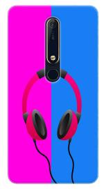 MobiEra Nokia 6.1 Multicolor Simple Headphone Design Plastic Hard Case Cover