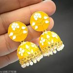 BUTTERCAP TRADERS PRIVATE LIMITED Silver Plated Pink Jhumka Earrings ( Silver Sunflower )