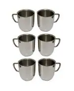 Dynore Stainless Steel Set of 6 Double Wall large Cappuccino Mugs