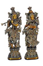 Dattatreya Multicolor Brass Radha And Krishna Idol (Combo Of 2)