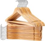 ROCKFIELD Solid Wooden Hangers 20 Pack, Wood Coat Hangers with Smooth Finish, Durable Wooden Clothes Hangers with 360 Swivel Hook & Notches for Jeans Pants Jackets Shirts Dresses, Natural