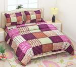 Home Designs Classic Black Cotton Patchwork 1 Double Bedsheet with 2 Pillow Covers 90 x 100 inch