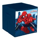 Kuber Industries Marvel Spiderman Print Durable & Collapsible Square Storage Box|Clothes Organizer With Handle,.(Navy Blue)