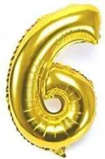 FANEX Solid 6 Number Gold Foil Balloon
