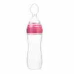 Safe-o-kid 1 Easy Squeezy Silicone Food Feeder Spoon (Soft Tip) Bottle, Pink, 90Ml Pack of 1